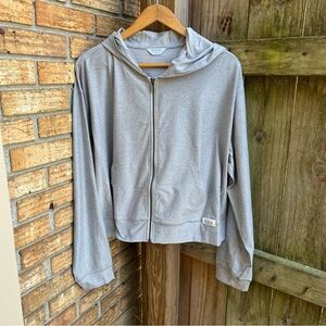 Peloton Light Gray Dreamblend Crop Full Zip Hoodie
